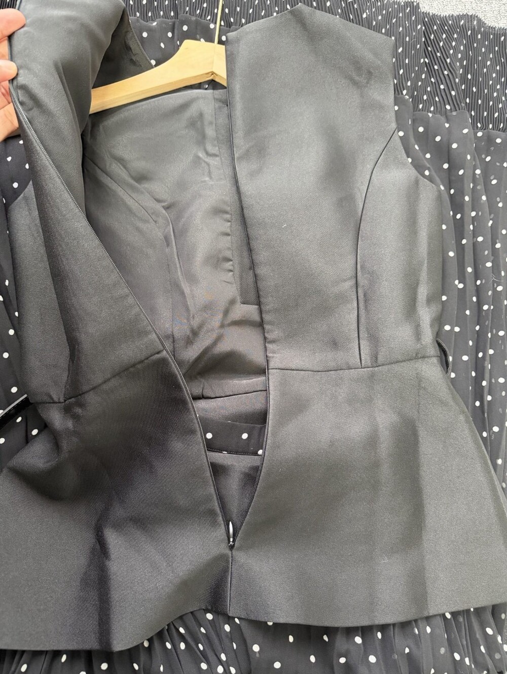 Self Portrait Black Taffeta Polka Dot Midi Dress - Picture 16 of 16